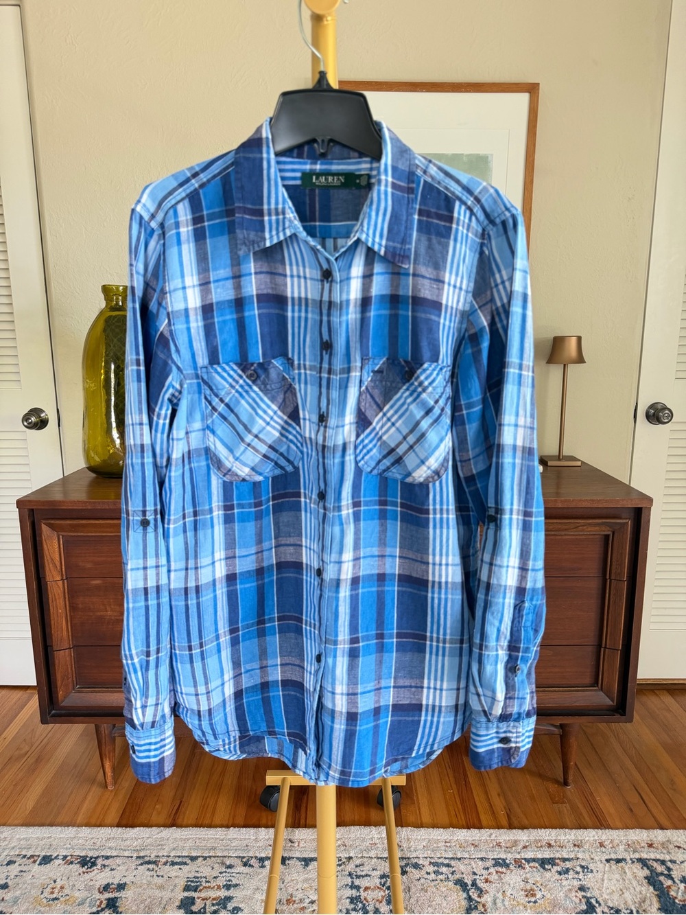 Lauren Ralph Lauren Linen Plaid Button-Down | Medium